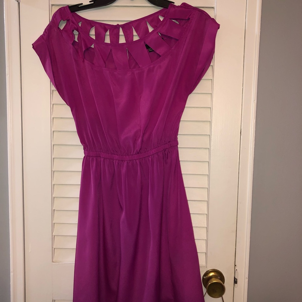 Magenta Lazer Cut Dress